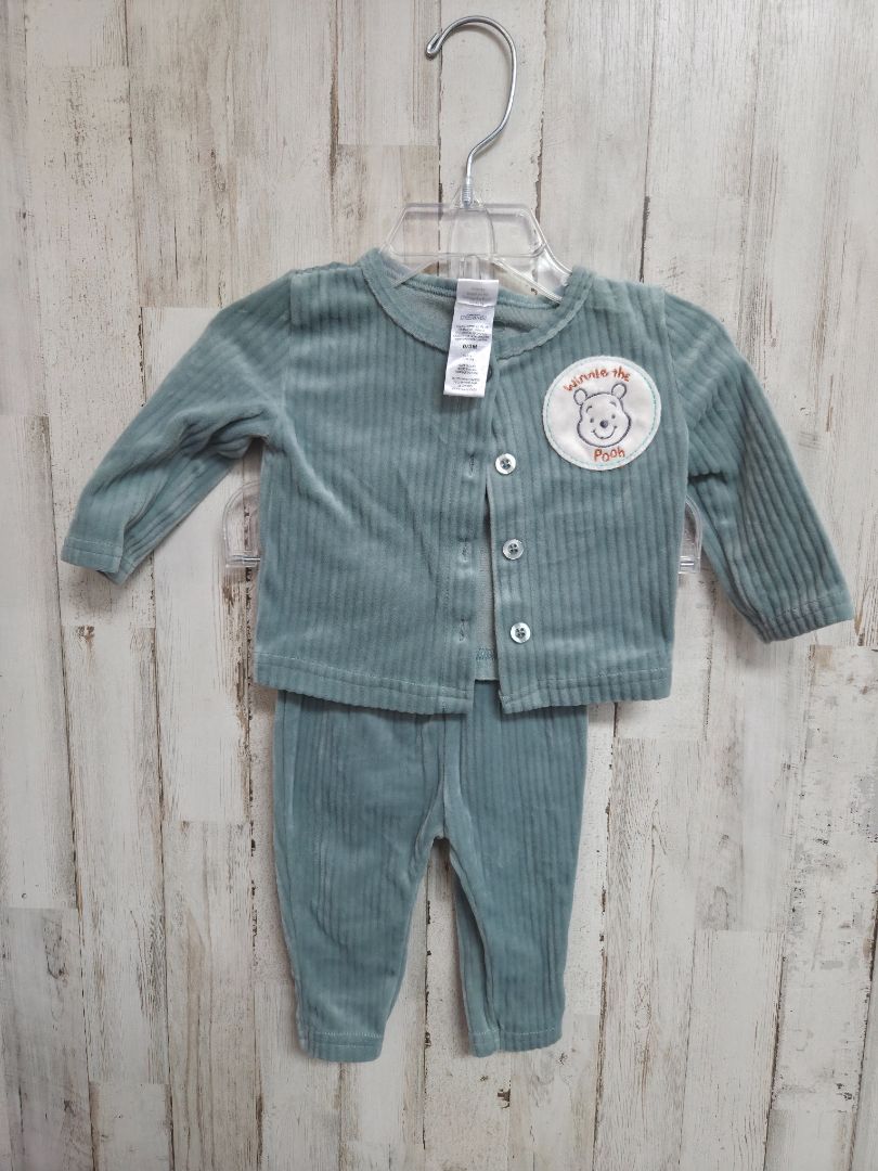 TEAL DISNEY SOFT POOH BEAR OUTFIT, BOY 0/3M