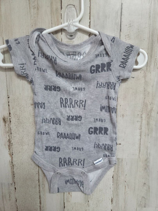 GREY GERBER GROWL ONESIE, BOY 0-3M