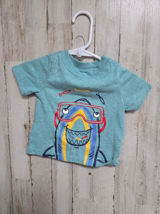 TEAL GARANIMALS SHARK TEE, BOY 0-3M