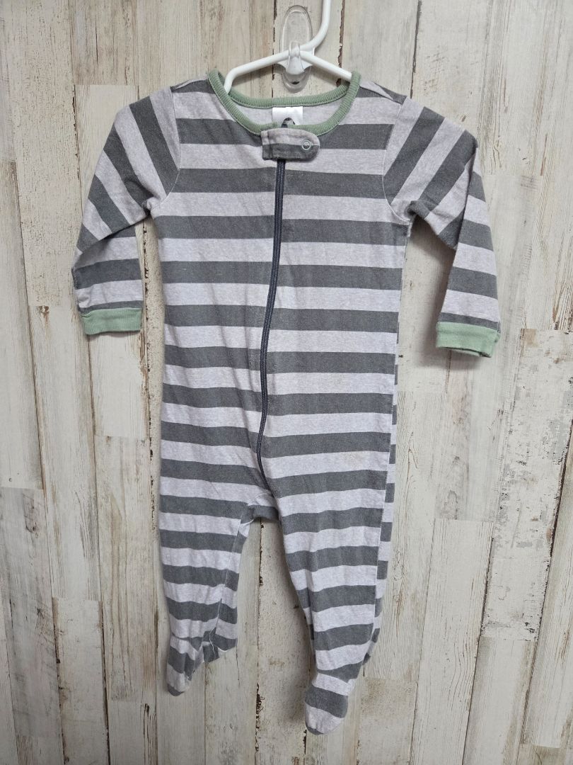 GREY GERBER STRIPED SLEEPER, BOY 3-6M