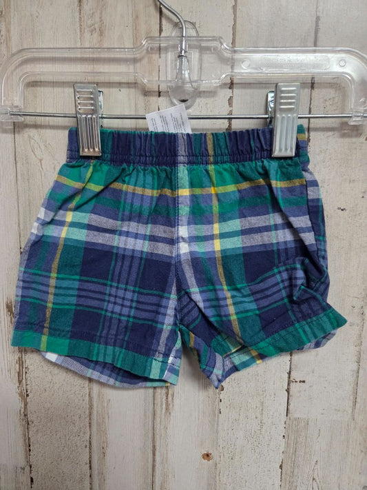 BLUE/GREEN CARTERS PLAID SHORTS, BOY 3M