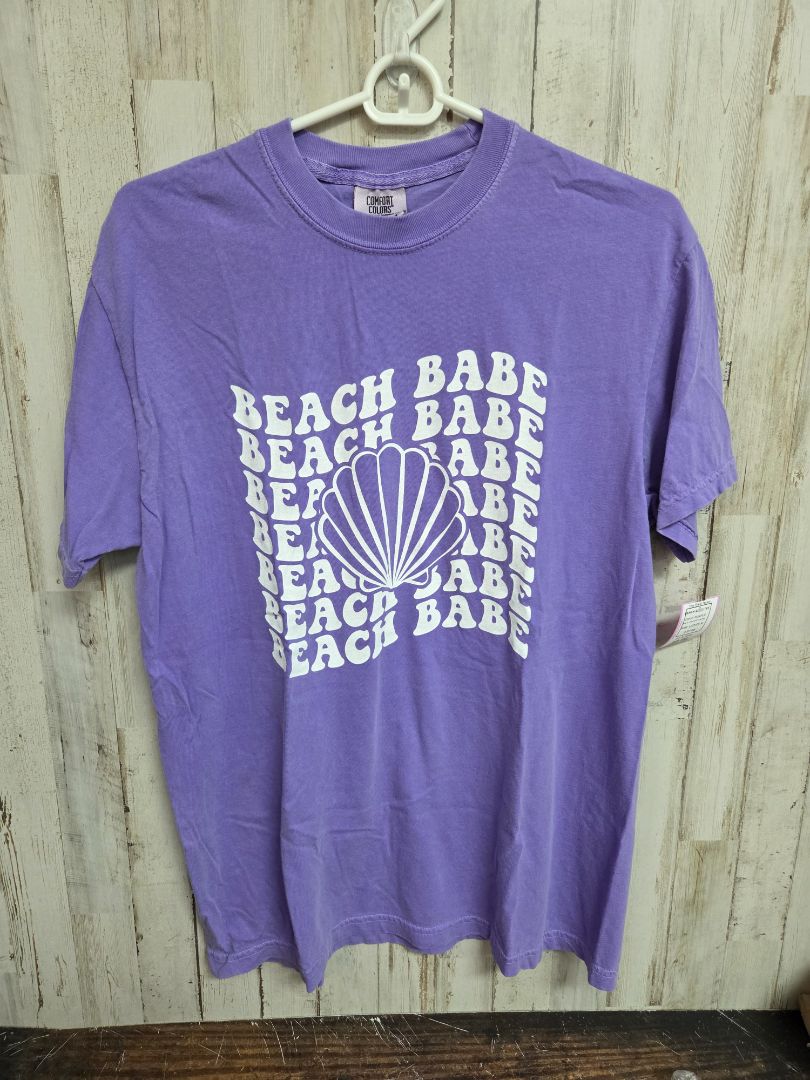 PURPLE COMFORT COLORS BEACH BABE TEE, LADIES M