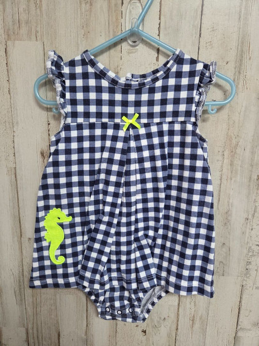 BLUE CHILD OF MINE GINGHAM SEAHORSE BUBBLE, GIRL 24M