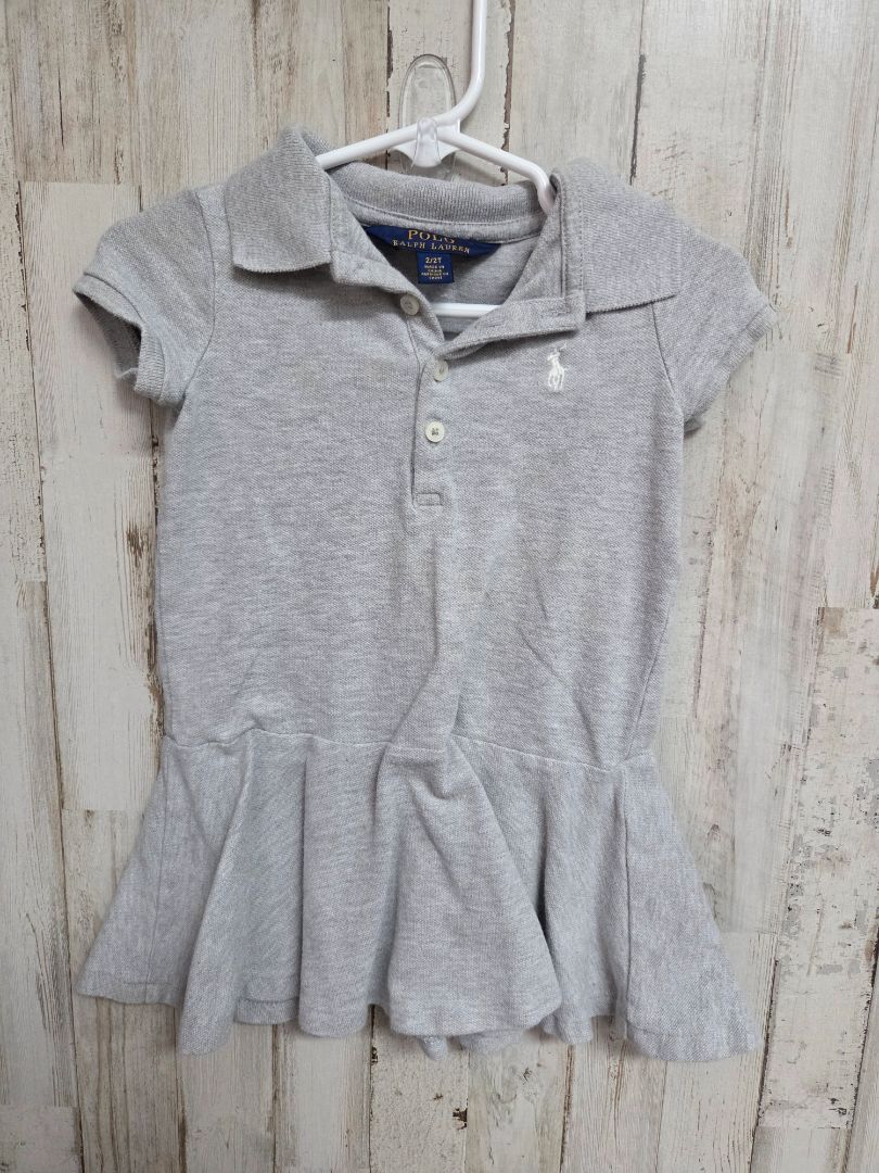 GREY POLO BUTTON DRESS, GIRL 2T