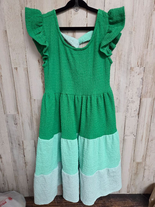 GREEN BONNIE JEAN TEXTURED TIER DRESS, GIRL 8