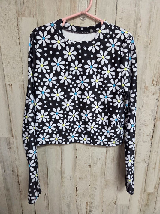 BLACK BANANA BOAT FLOWER SWIM TOP, GIRL 10/12