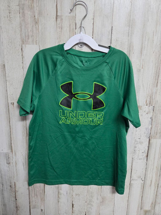 GREEN UNDER ARMOUR LOGO TEE, BOY 7/8