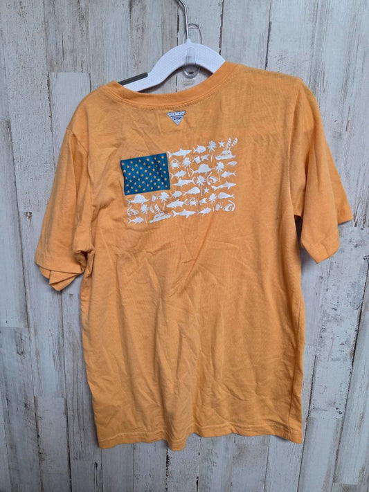 ORANGE COLUMBIA LOGO FLAG TEE, BOY 10/12