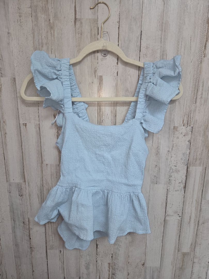 blue mi ami open back ruffle top, LADIES M