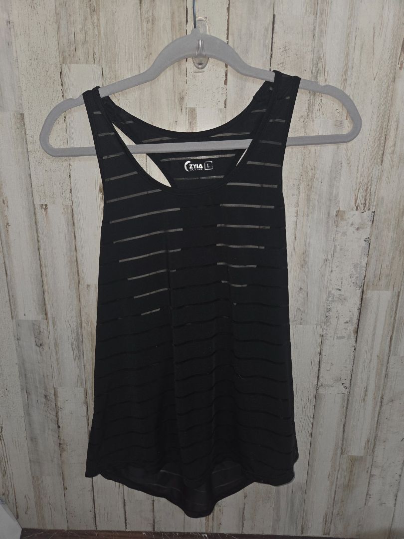 black zyia striped racerback tank, LADIES L