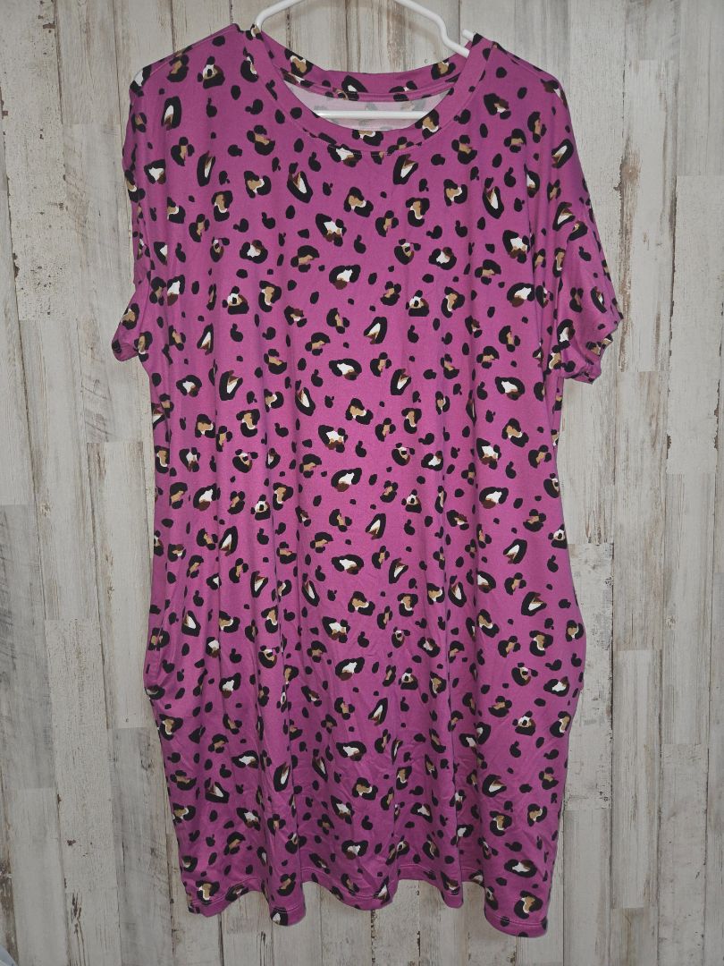 purple joyspun cheetah pajama dress, ladies l/xl