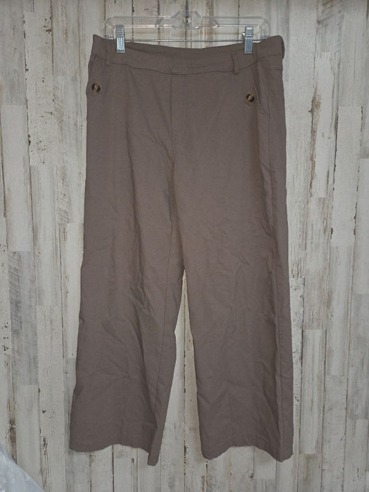 brown  button pocket pants, LADIES L