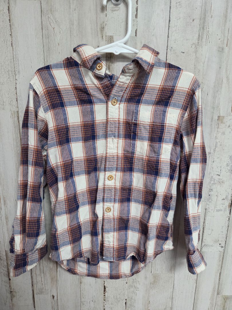 brown class club plaid button up, boy 5/6