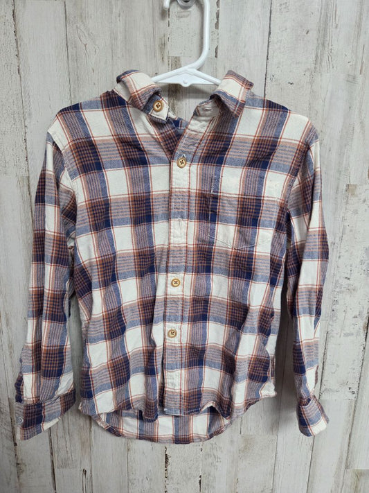 brown class club plaid button up, boy 5/6