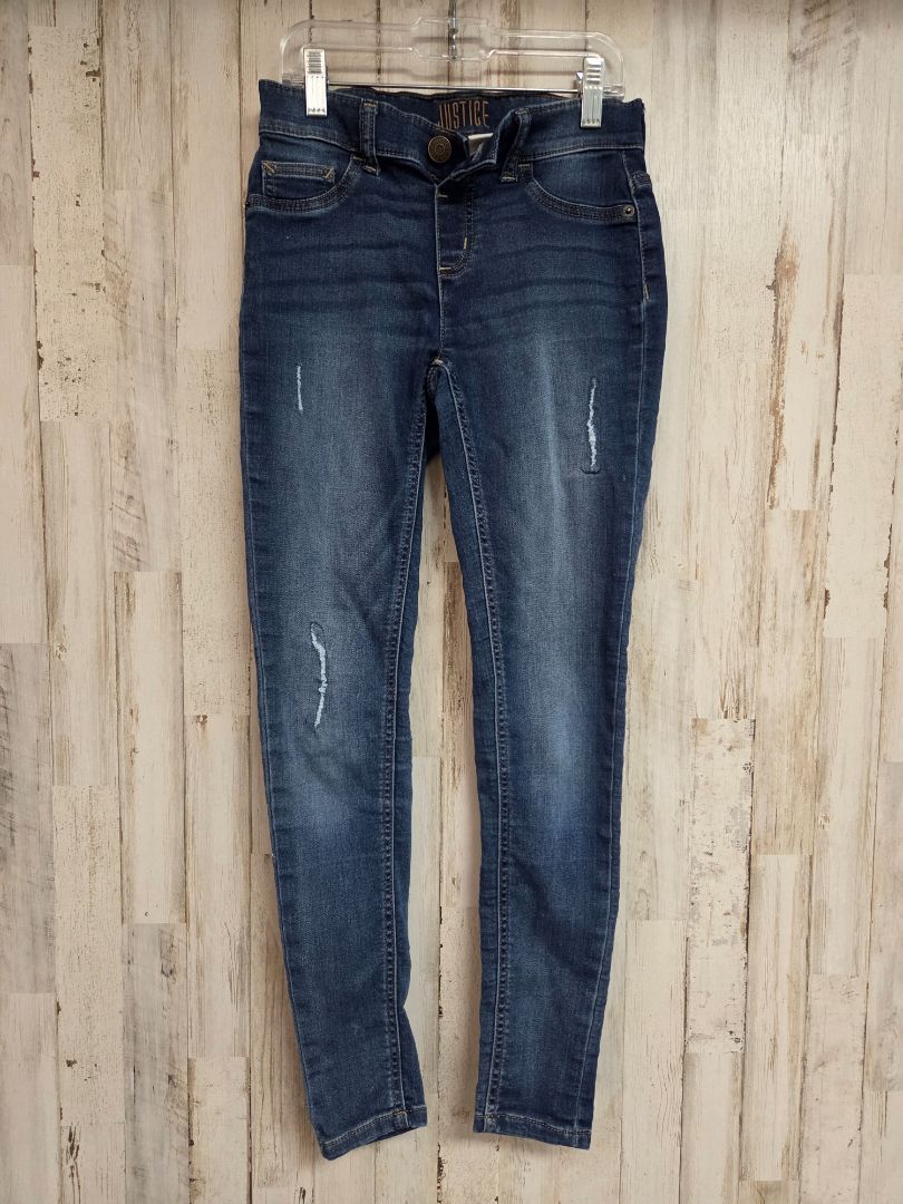 blue justice distress mid rise jeggings, girl 14s