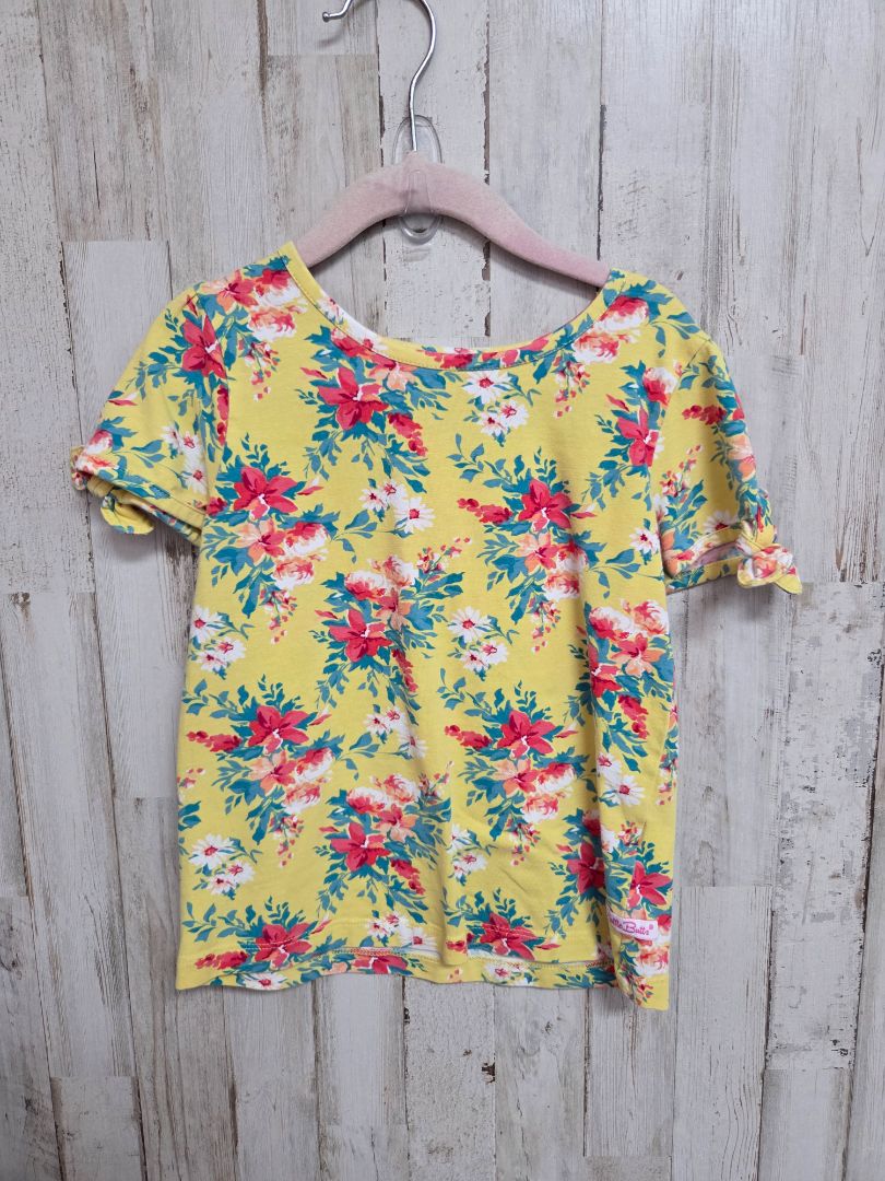 yellow ruffle butts floral tie top, girl 5