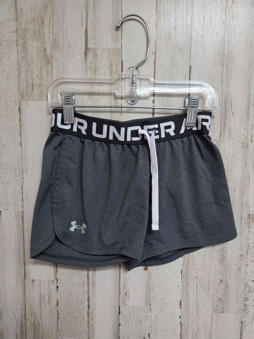 grey UNDER ARMOUR logo shorts, girl 7/8