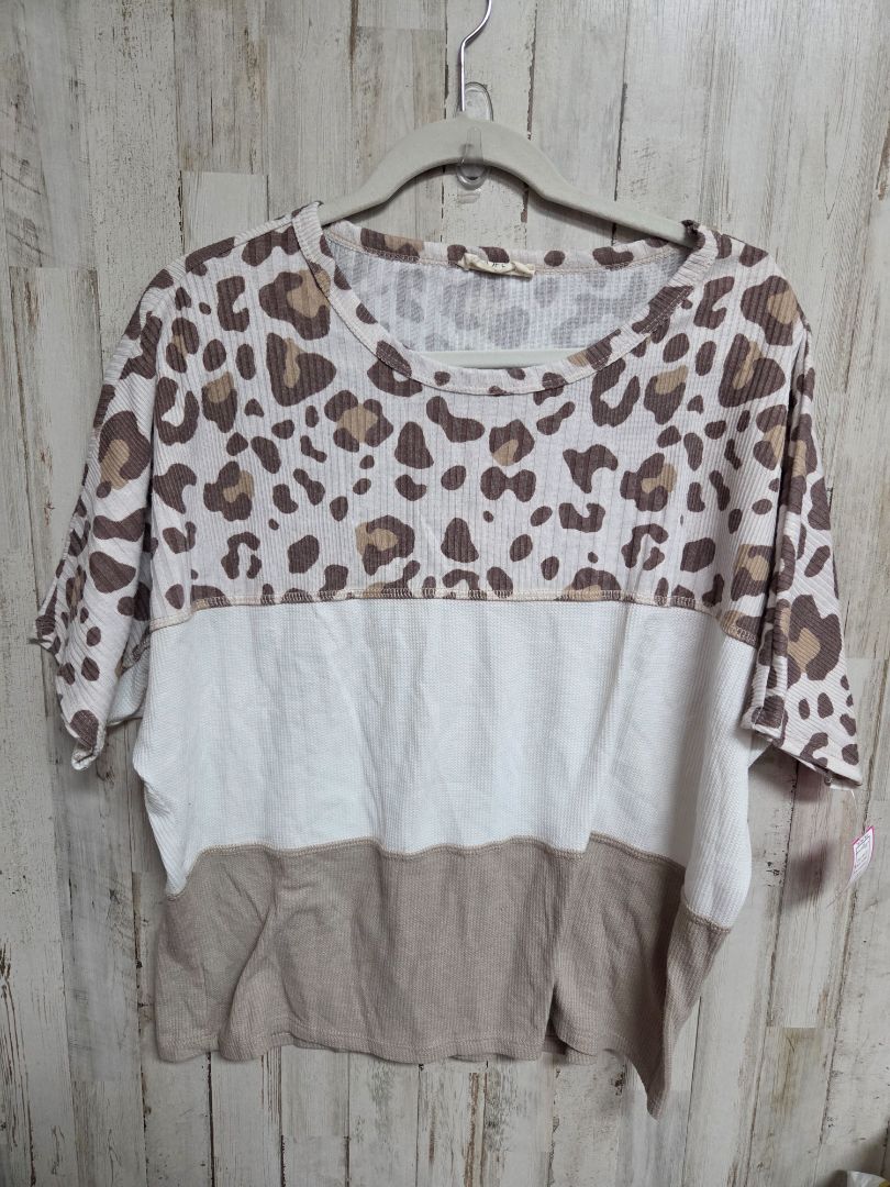WHITE HOPELY CHEETAH COLORBLOCK TOP, LADIES S