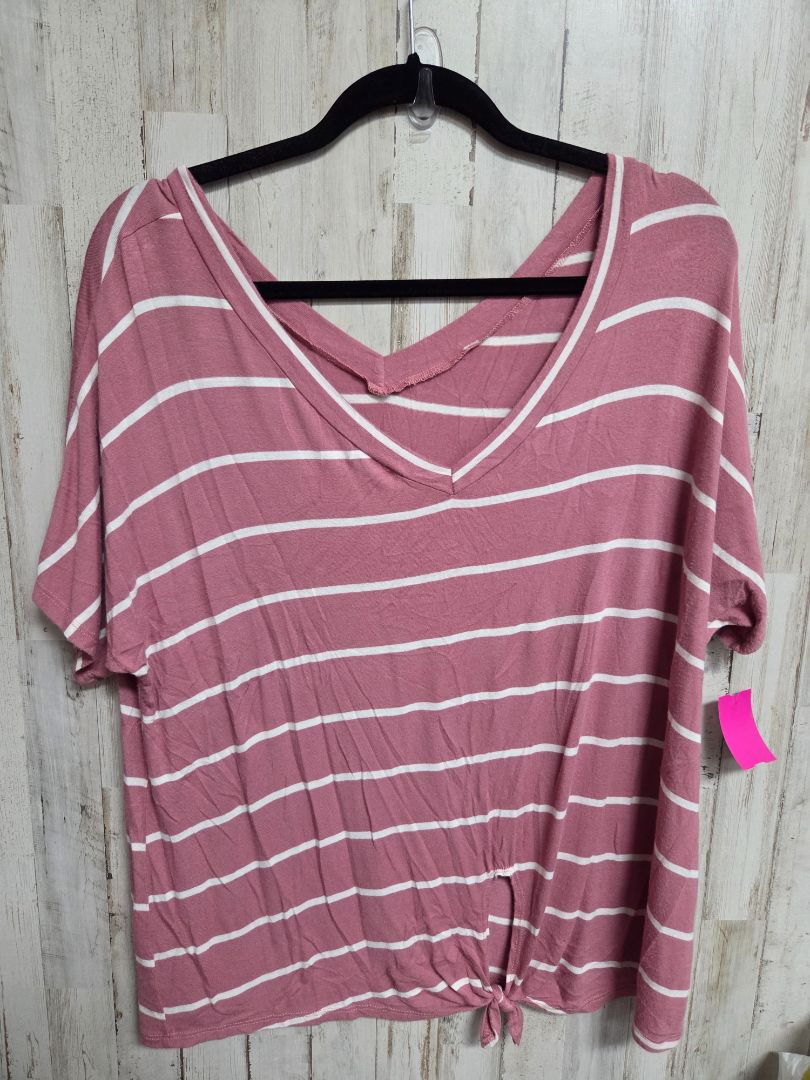 MAUVE  STRIPE KNOT TOP, LADIES M/L