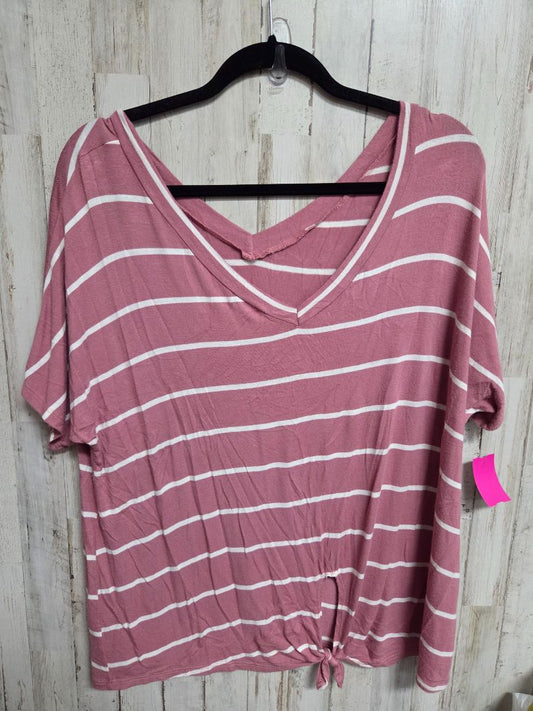 MAUVE  STRIPE KNOT TOP, LADIES M/L