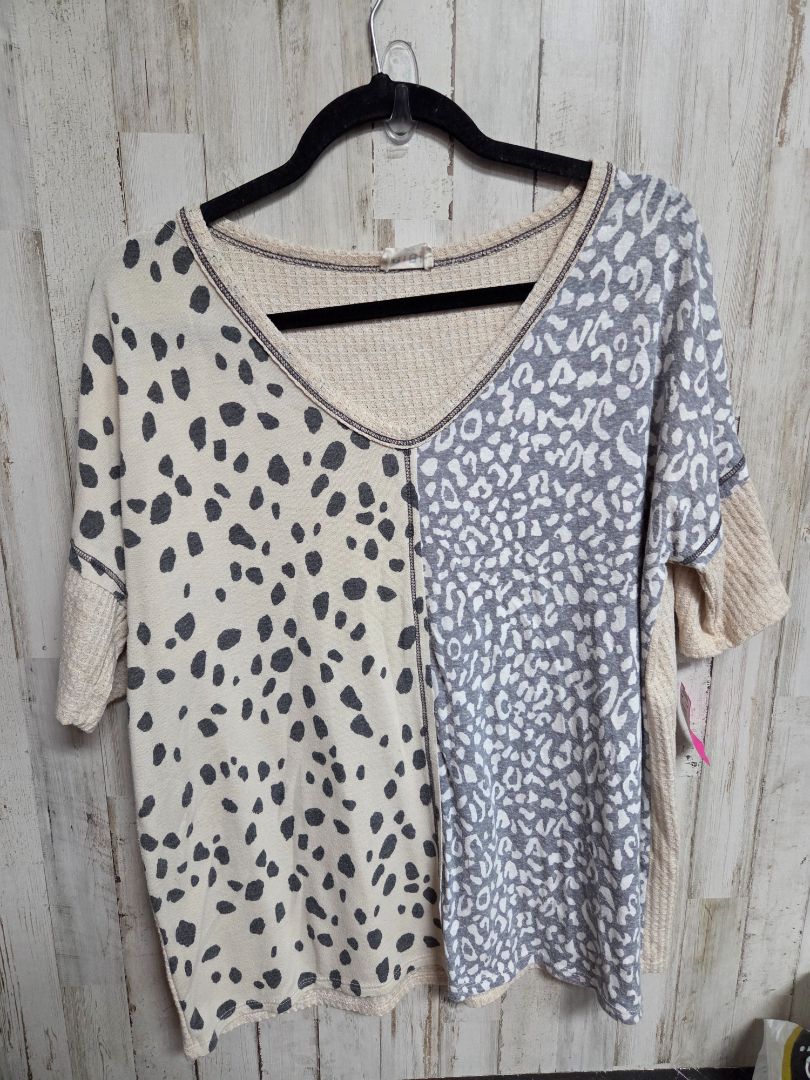 BEIGE BIBI ANIMAL PRINT TOP, LADIES L
