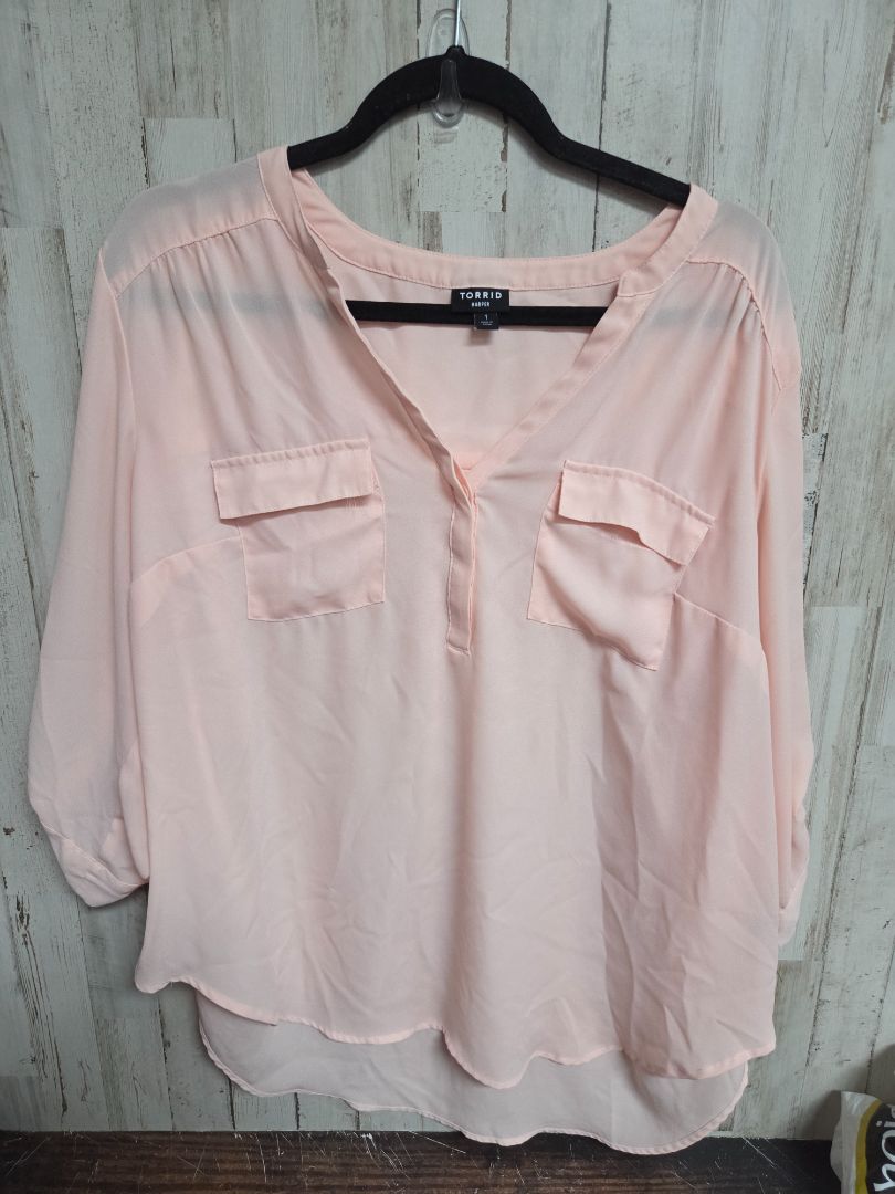 PEACH TORRID SHEER POCKET TOP, LADIES 1X