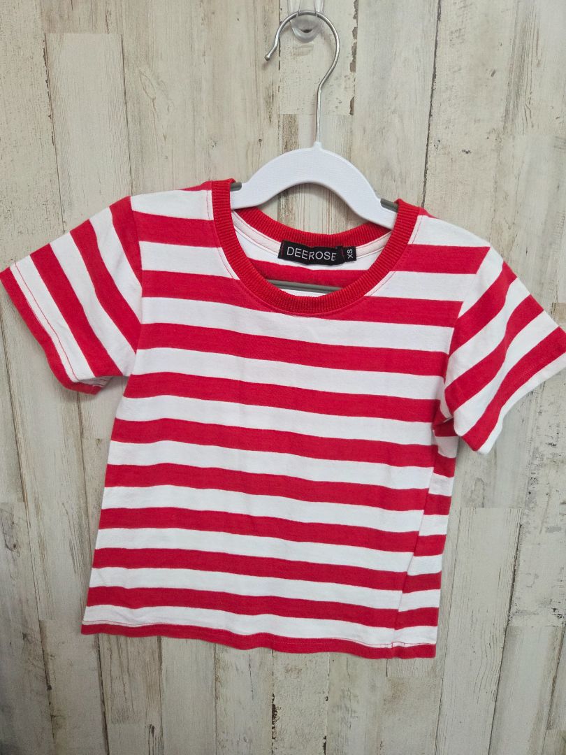 RED/WHITE DEEROSE STRIPED TEE, BOY 4/5