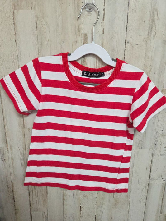 RED/WHITE DEEROSE STRIPED TEE, BOY 4/5