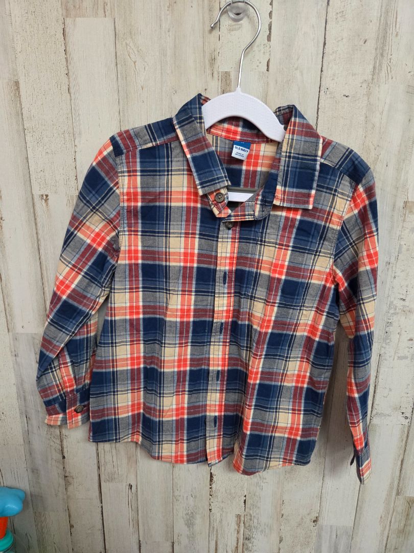 NAVY/RED OLD NAVY PLAID BUTTON UP, BOY 5T