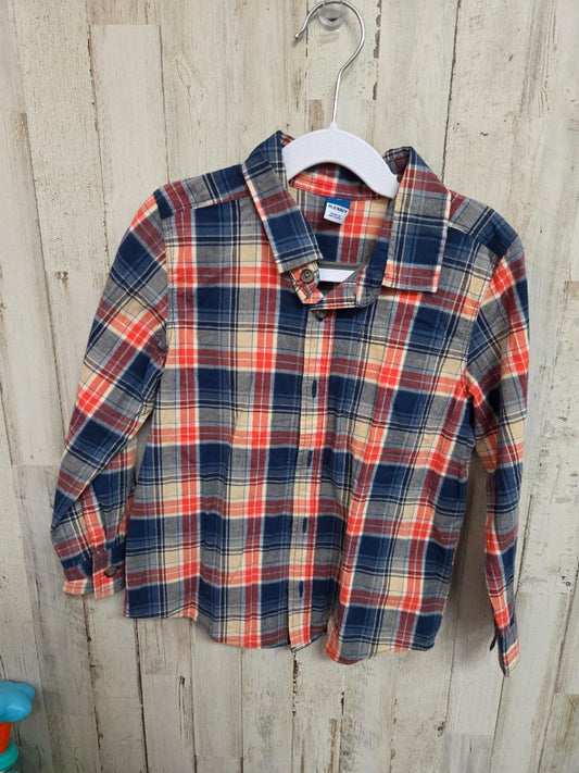 NAVY/RED OLD NAVY PLAID BUTTON UP, BOY 5T