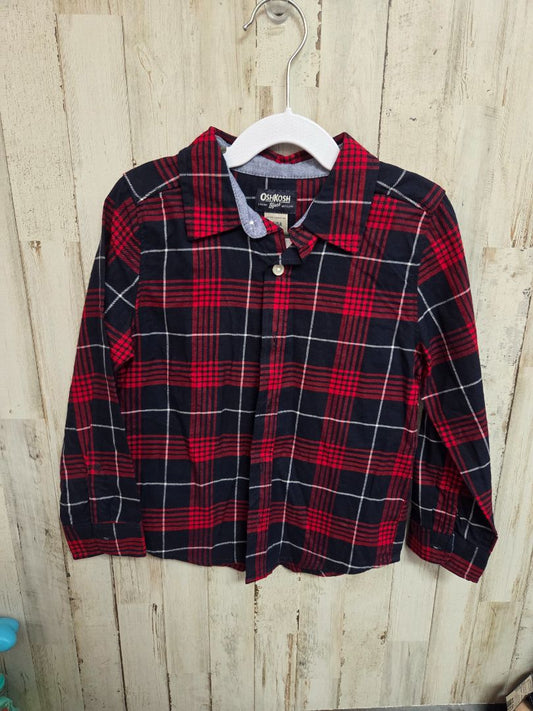 NAVY/RED OSHKOSH PLAID BUTTON UP, BOY 5T