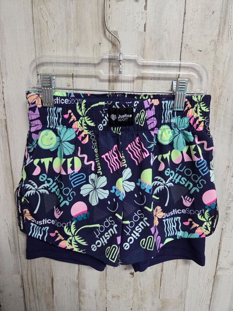 NAVY JUSTICE HIBISCUS SHORTS, GIRL 10