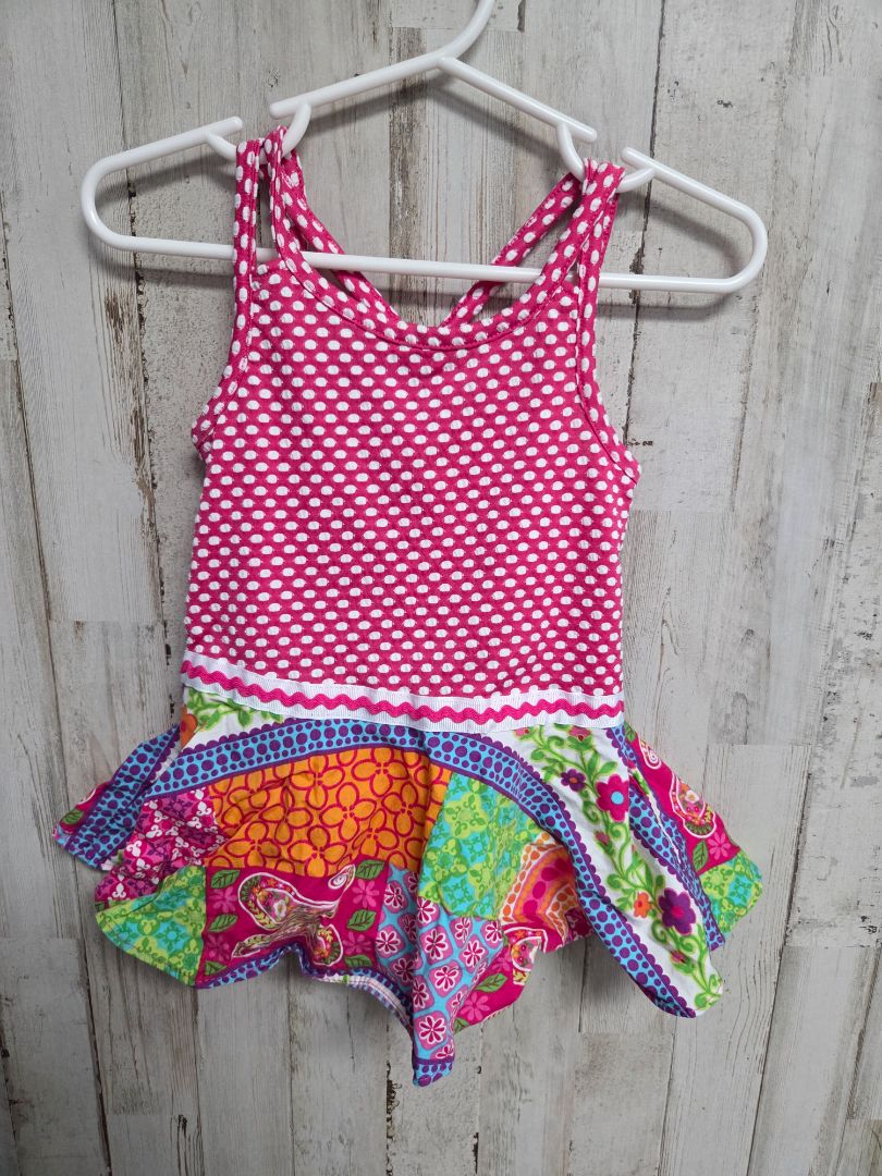 PINK YOUNGLAND PATTERNBLOCK DRESS, GIRL 12M