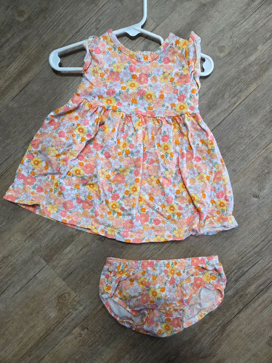 PEACH CARTERS FLORAL DRESS & BLOOMER, GIRL 12M