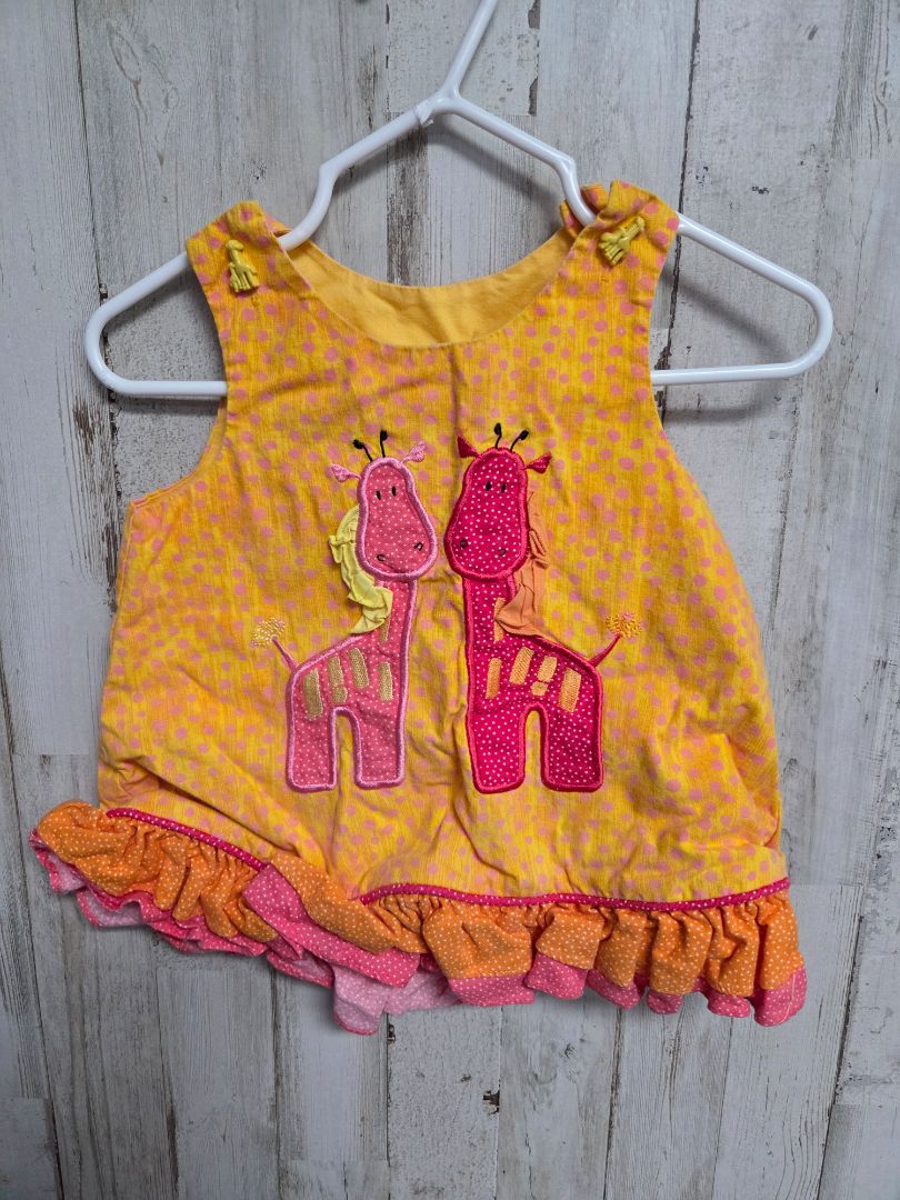 YELLOW AUSTIN & ASHLEY GIRAFFE DRESS, GIRL 12M