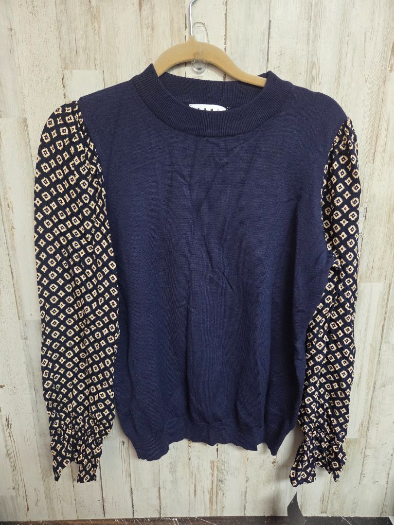 NAVY THML PRINTED SLEEVE TOP, LADIES M