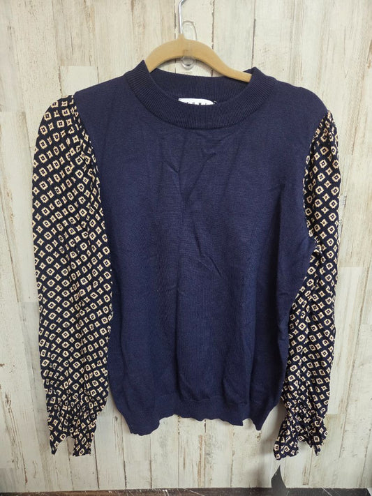 NAVY THML PRINTED SLEEVE TOP, LADIES M