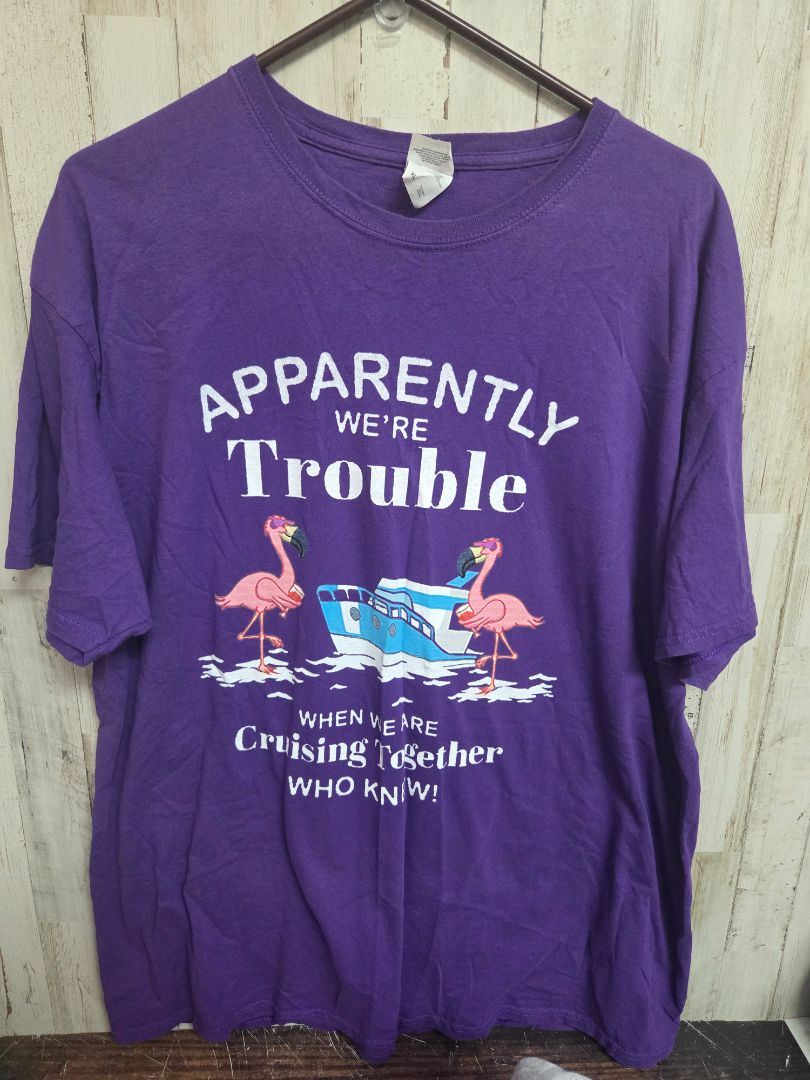 PURPLE FRUIT OF THE LOOM TROUBLE TOGETHER TEE, LADIES XL