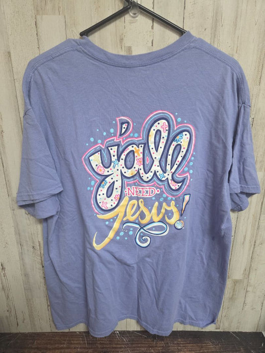 BLUE GIRLIE GIRL YALL NEED JESUS TEE, LADIES XL