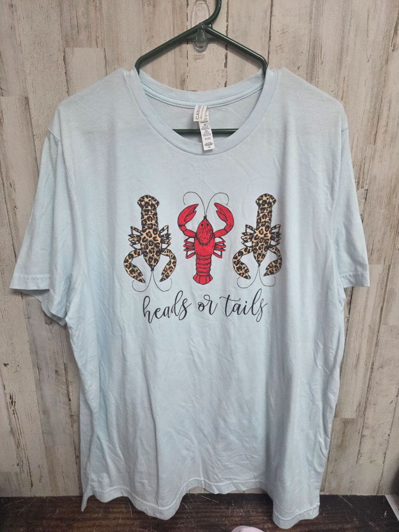BLUE BELLA CANVAS HEADS OR TAILS TEE, LADIES 2X