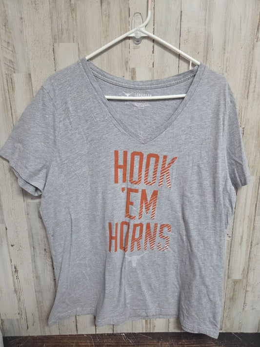 GREY LONGHORN APPAREL HOOK EM HORNS TEE, LADIES 2X