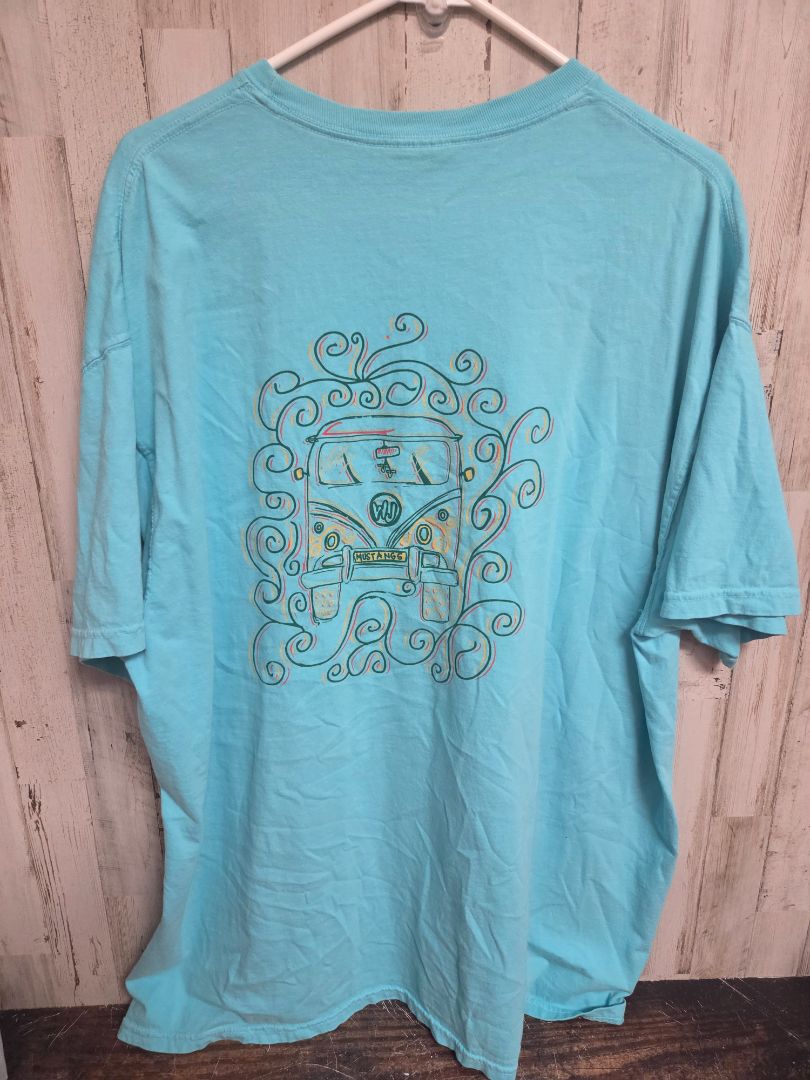TEAL COMFORT COLORS WEST JONES VW BUS TEE, LADIES 2X