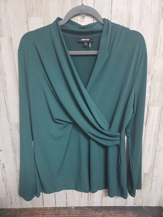 GREEN DKNY SURPLICE TOP, LADIES XL