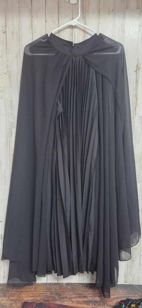 BLACK SHEIN DRESS W CAPE OVERLAY, LADIES XL