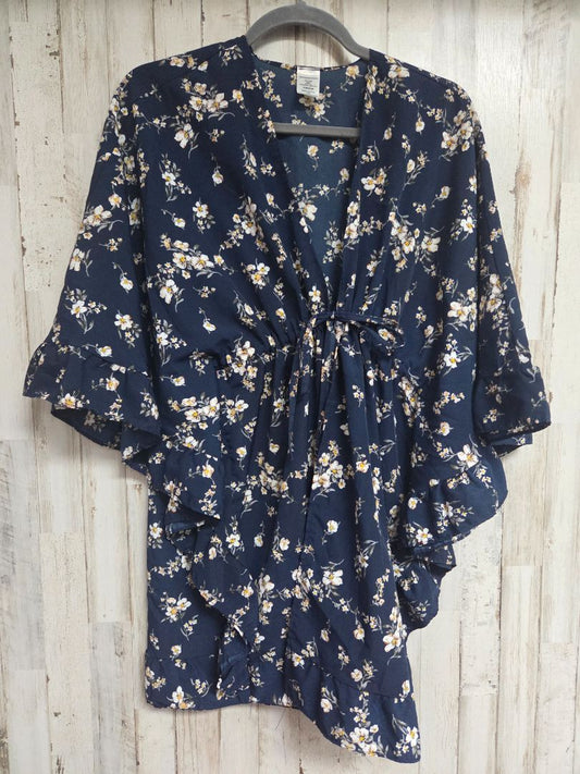 NAVY  FLORAL COVERUP, LADIES S/M