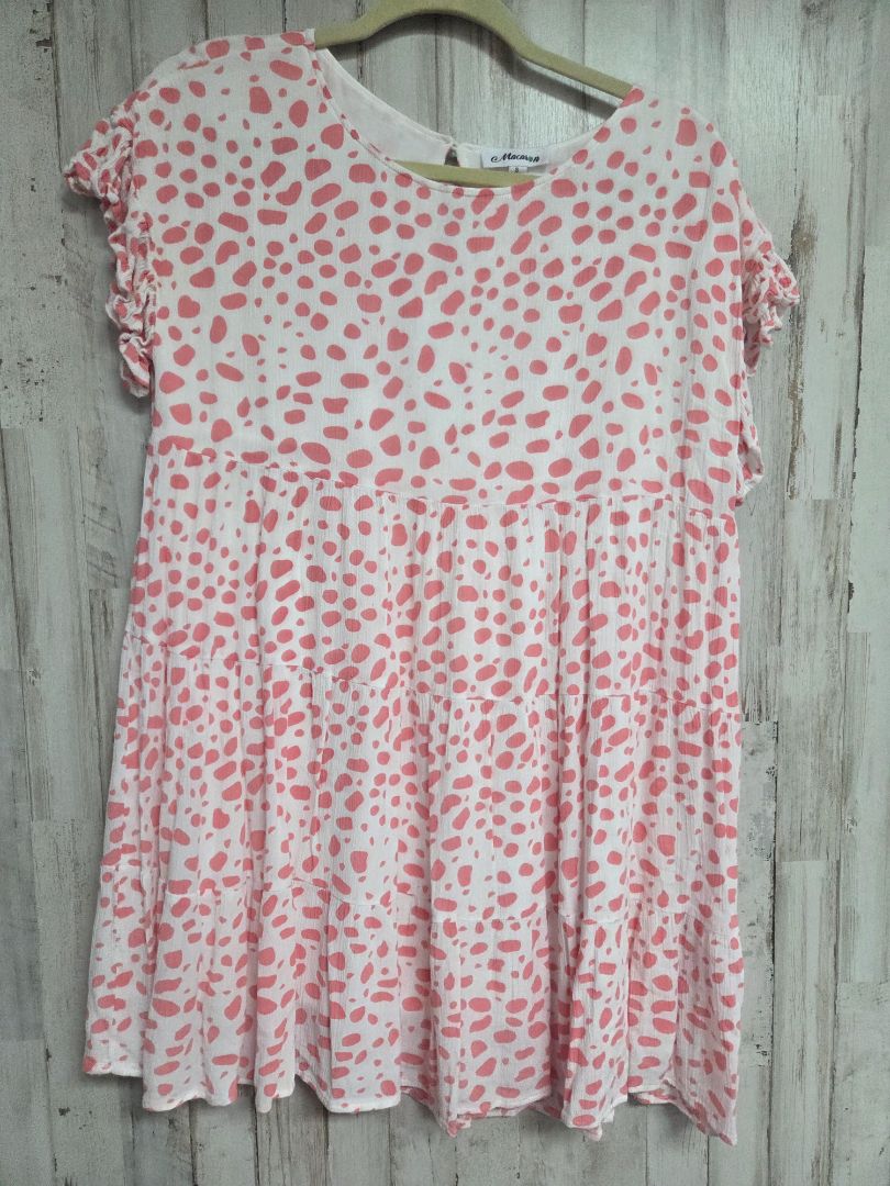 WHITE/PINK MACARON SPOTTED DRESS, LADIES S