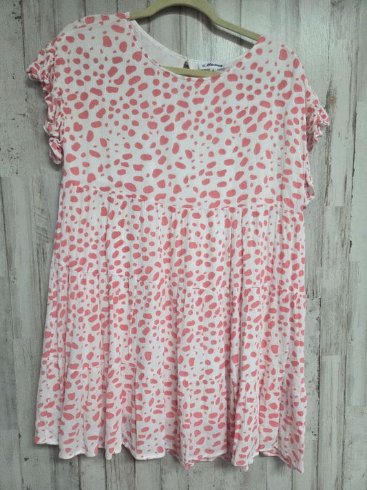 WHITE/PINK MACARON SPOTTED DRESS, LADIES S
