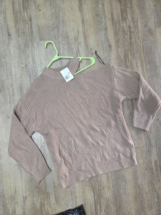 TAN FOREVER 21 NEW KNIT COLD SHOULDER TOP, LADIES M