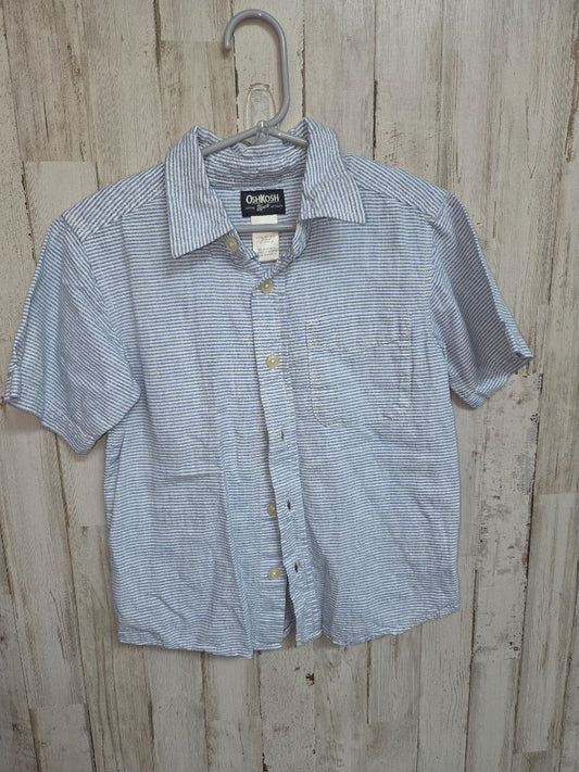 BLUE/WHITE OSHKOSH STRIPE BUTTON UP, BOYS 4
