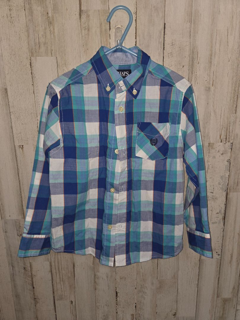 BLUE CHAPS PLAID BUTTON UP, BOYS 5